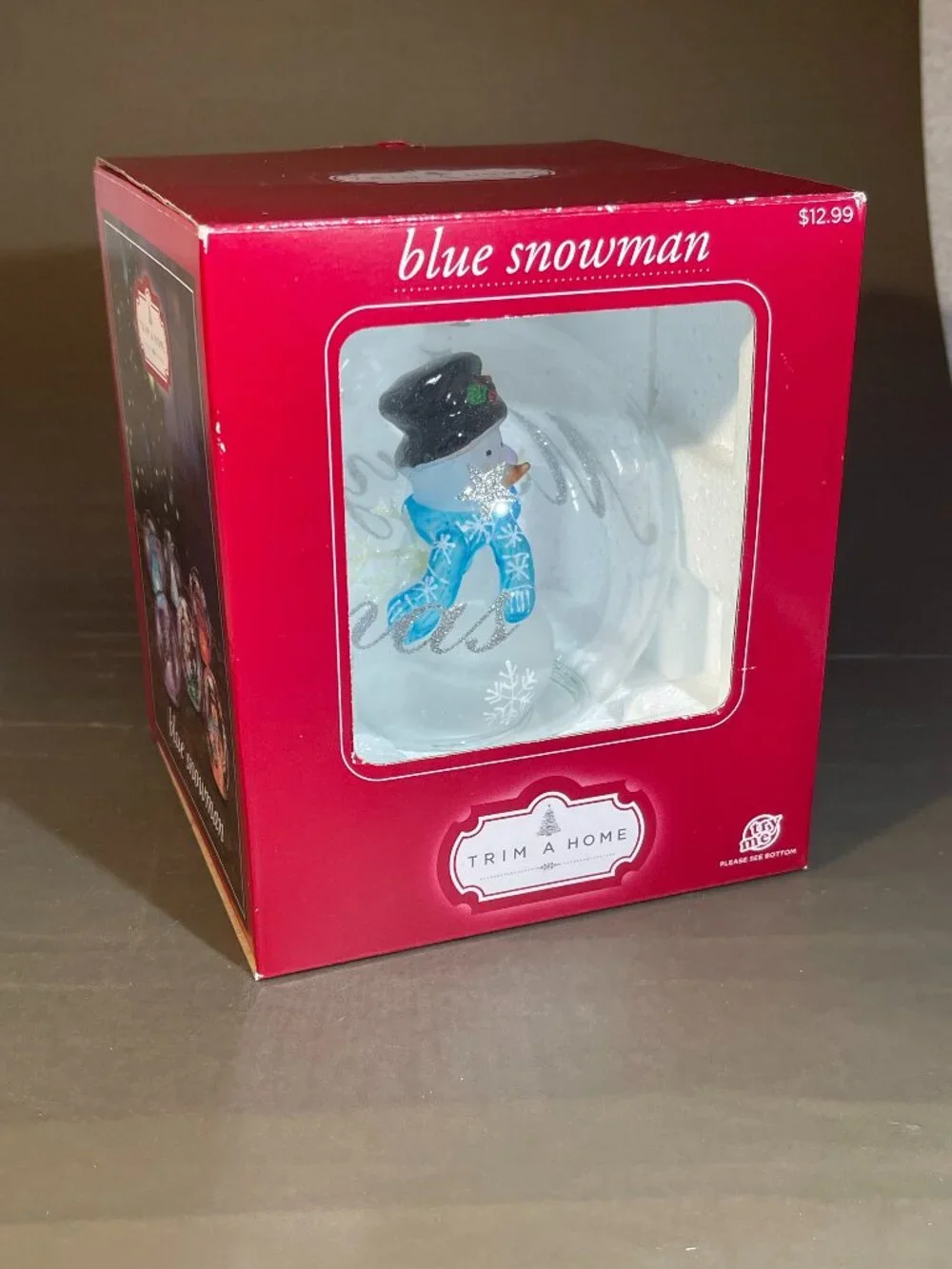Trim a Home Christmas Handblown Glass Snowman with Color Changing LED Light (808